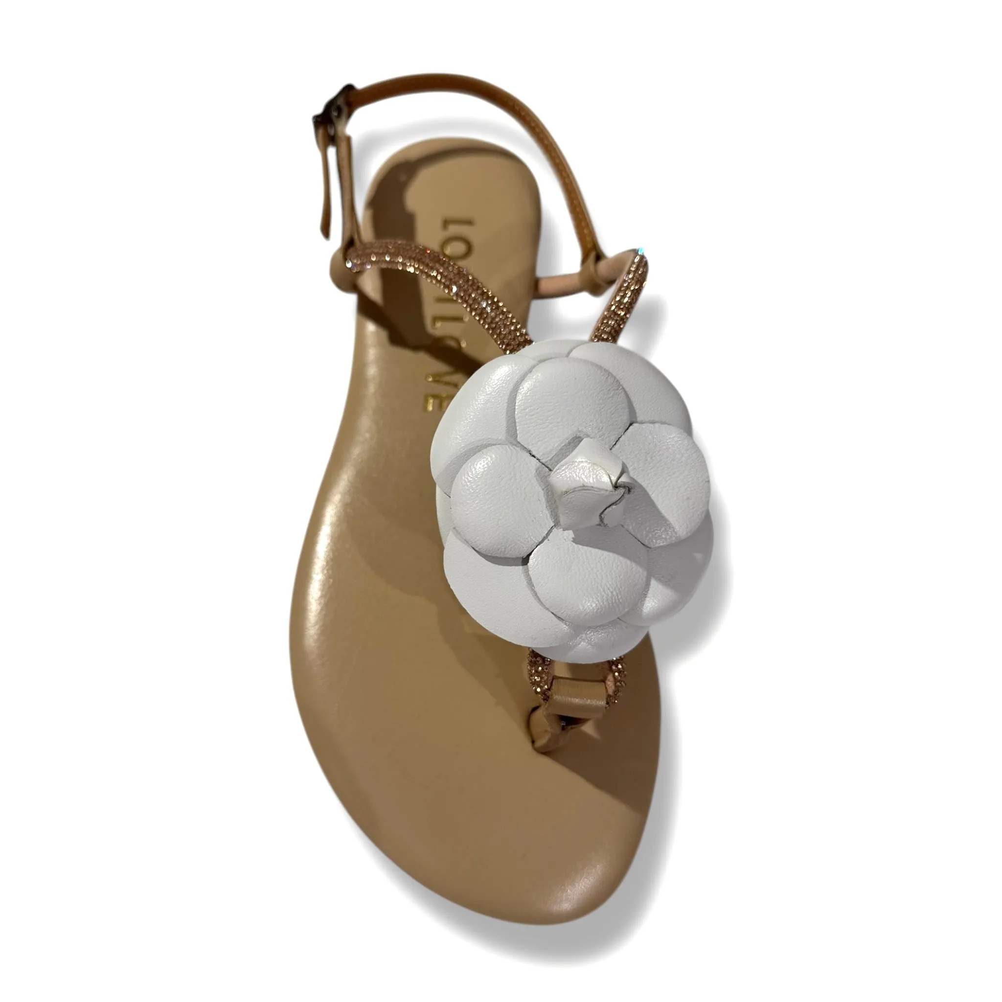 Lodi Leather Sandals With Flower Motif