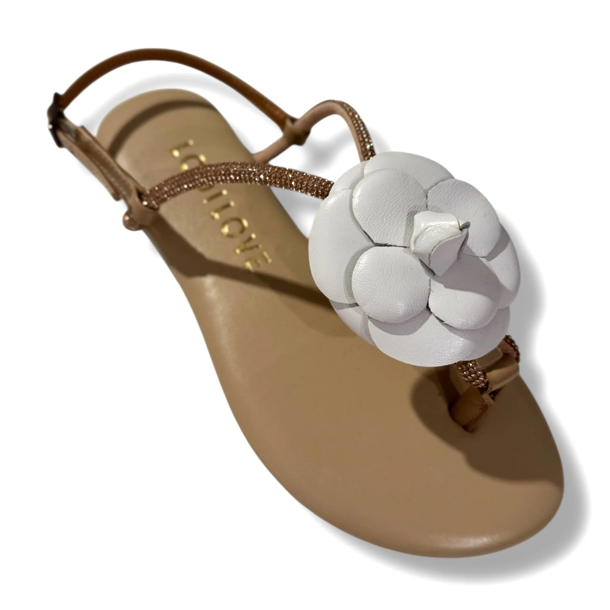 Lodi Leather Sandals With Flower Motif