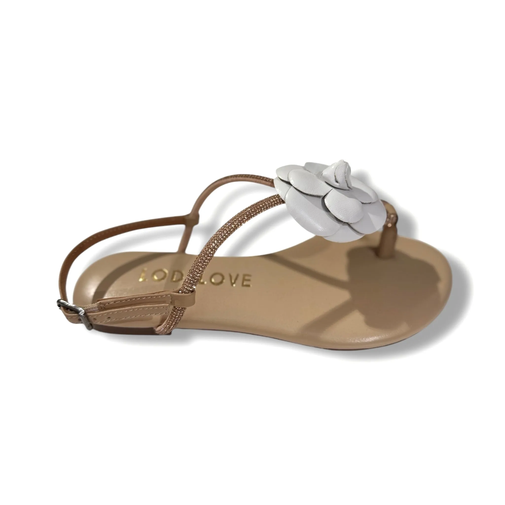 Lodi Leather Sandals With Flower Motif