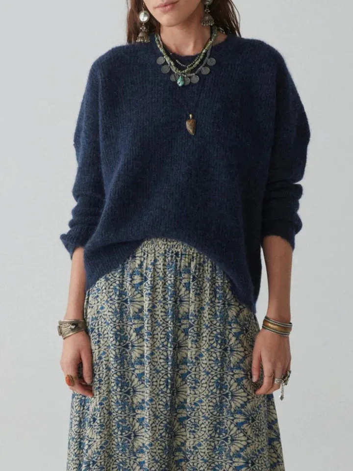 MAISON HOTEL Philippo Alpaca Sweater in Blueberry