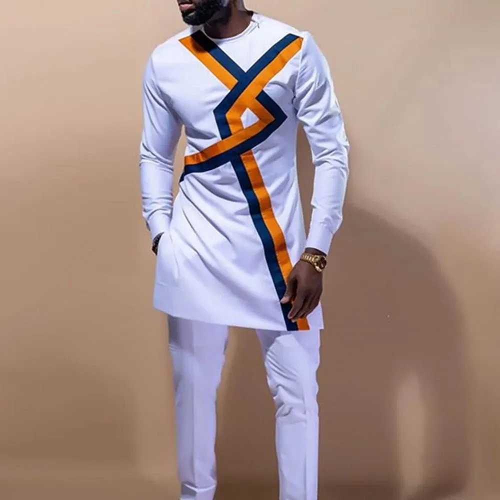 Men’s African Kaftan 2PC Suit – Solid Color Casual & Business Wear