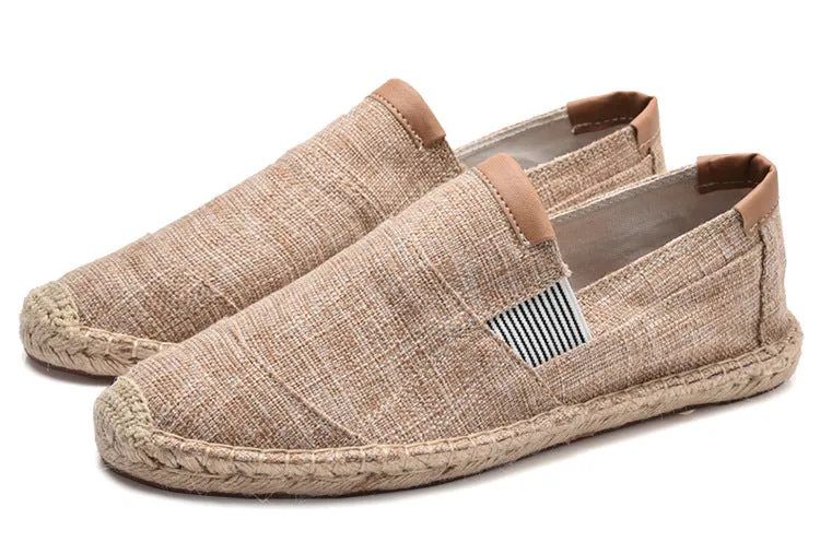 Men's Casual Denim Espadrilles – Slip-On Breathable Loafers with Jute Sole
