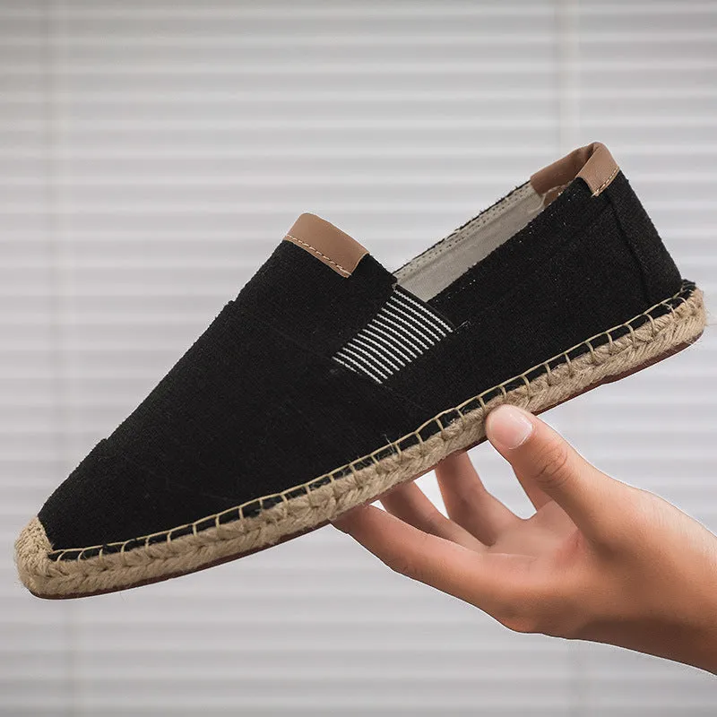 Men's Casual Denim Espadrilles – Slip-On Breathable Loafers with Jute Sole