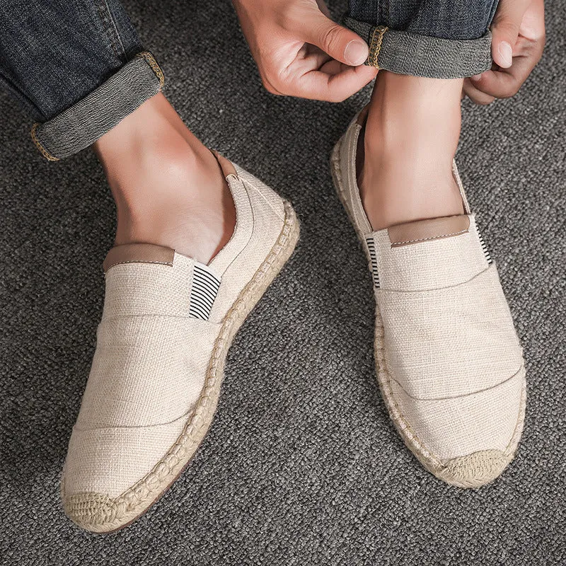 Men's Casual Denim Espadrilles – Slip-On Breathable Loafers with Jute Sole