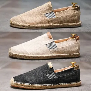 Men's Casual Denim Espadrilles – Slip-On Breathable Loafers with Jute Sole
