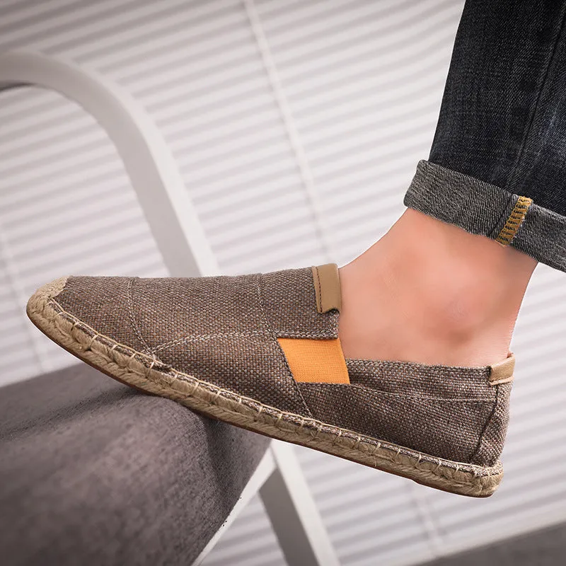Men's Casual Denim Espadrilles – Slip-On Breathable Loafers with Jute Sole