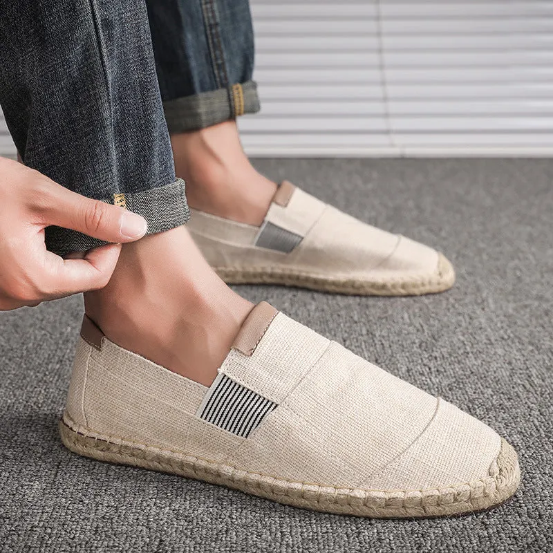 Men's Casual Denim Espadrilles – Slip-On Breathable Loafers with Jute Sole