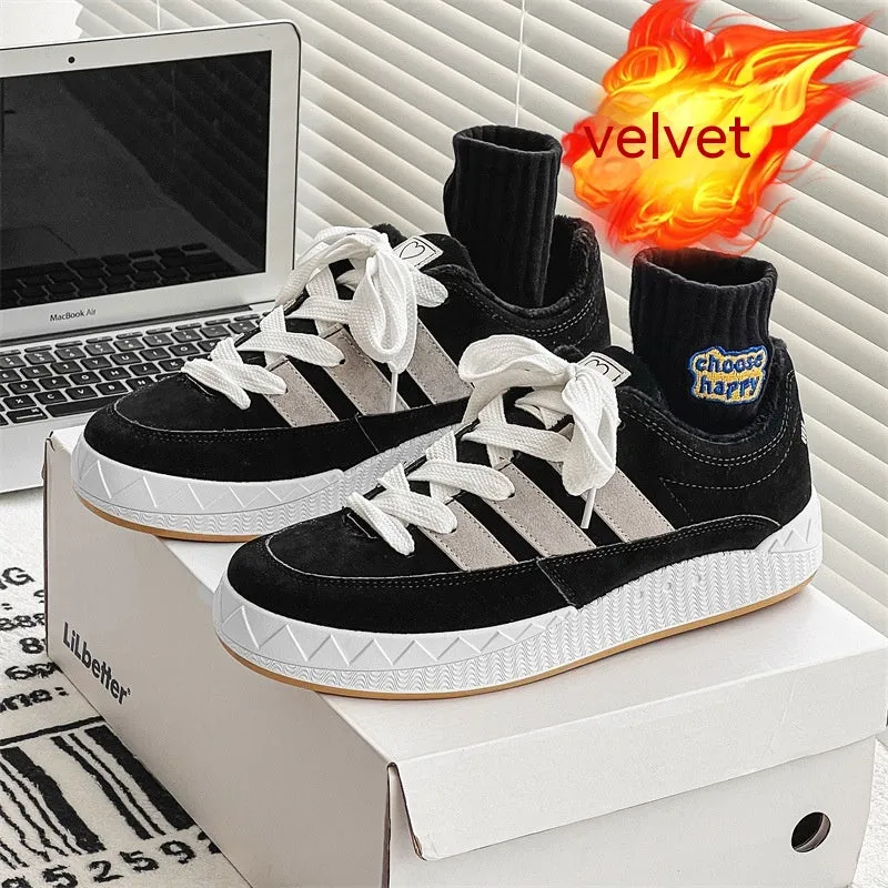 Men's Shoes Hong Kong with Velvet - Warm Retro Style