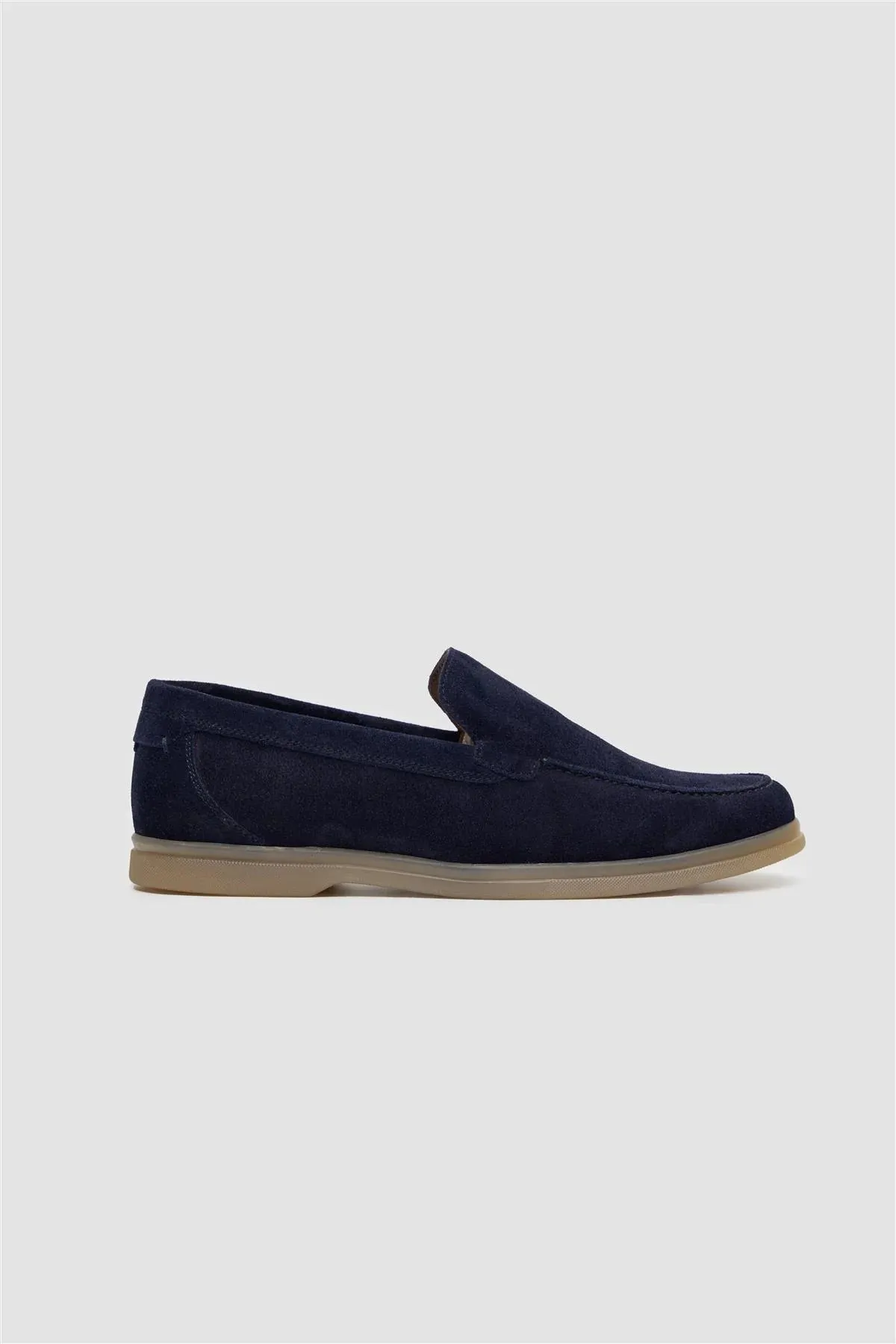Men’s Suede Leather Moccasin Slip On Loafer Shoes - Breezy - Navy
