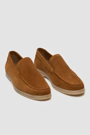 Men’s Suede Leather Moccasin Slip On Loafer Shoes - Breezy - Tan Brown