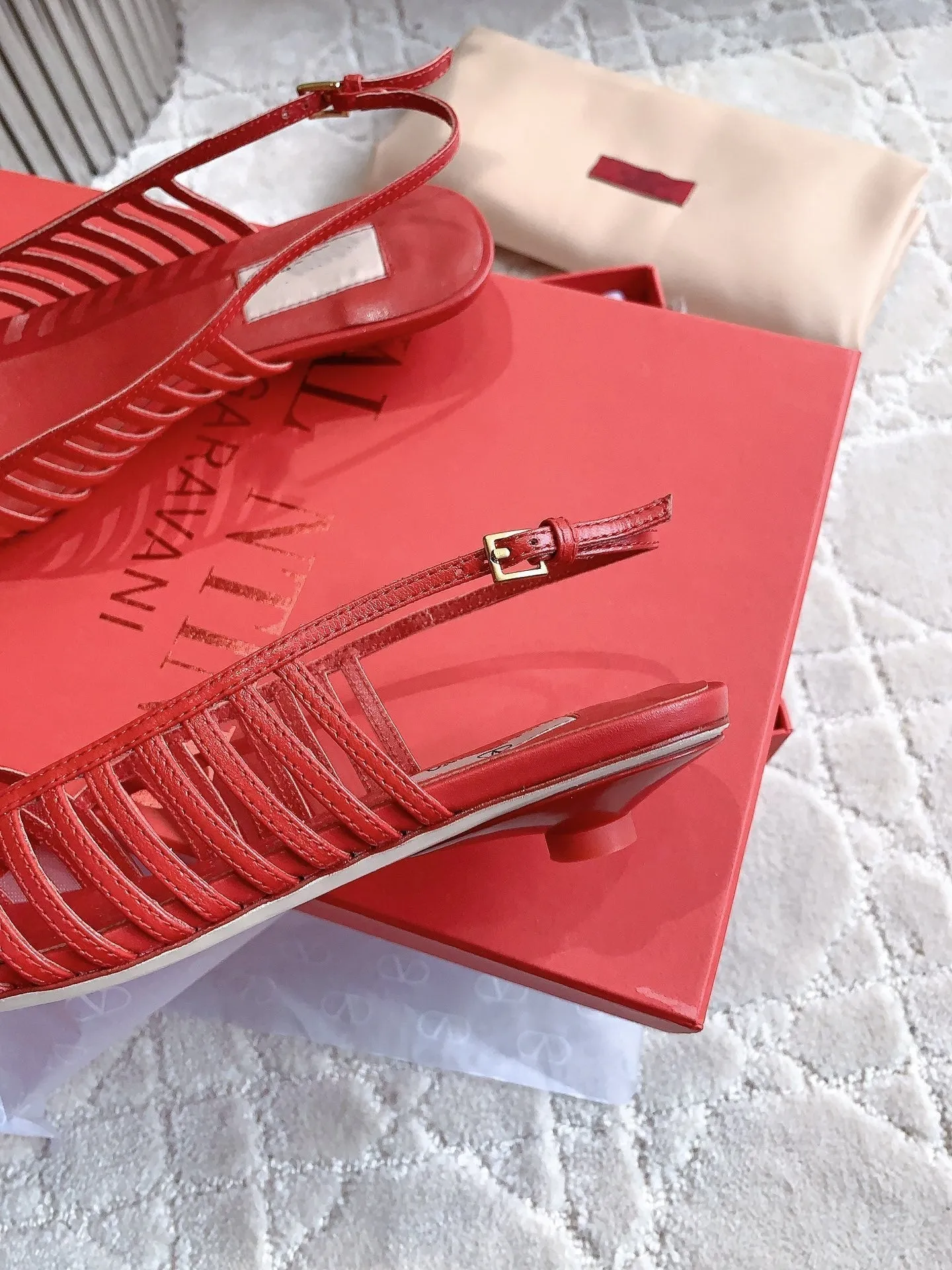 Mesh Slingback Ballerina Red