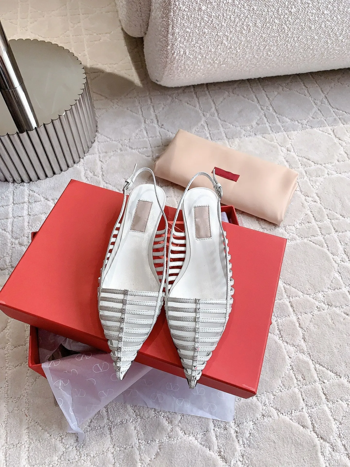 Mesh Slingback Ballerina White