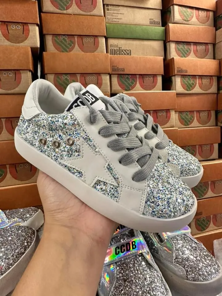 Mint Glitter White Star Sneakers