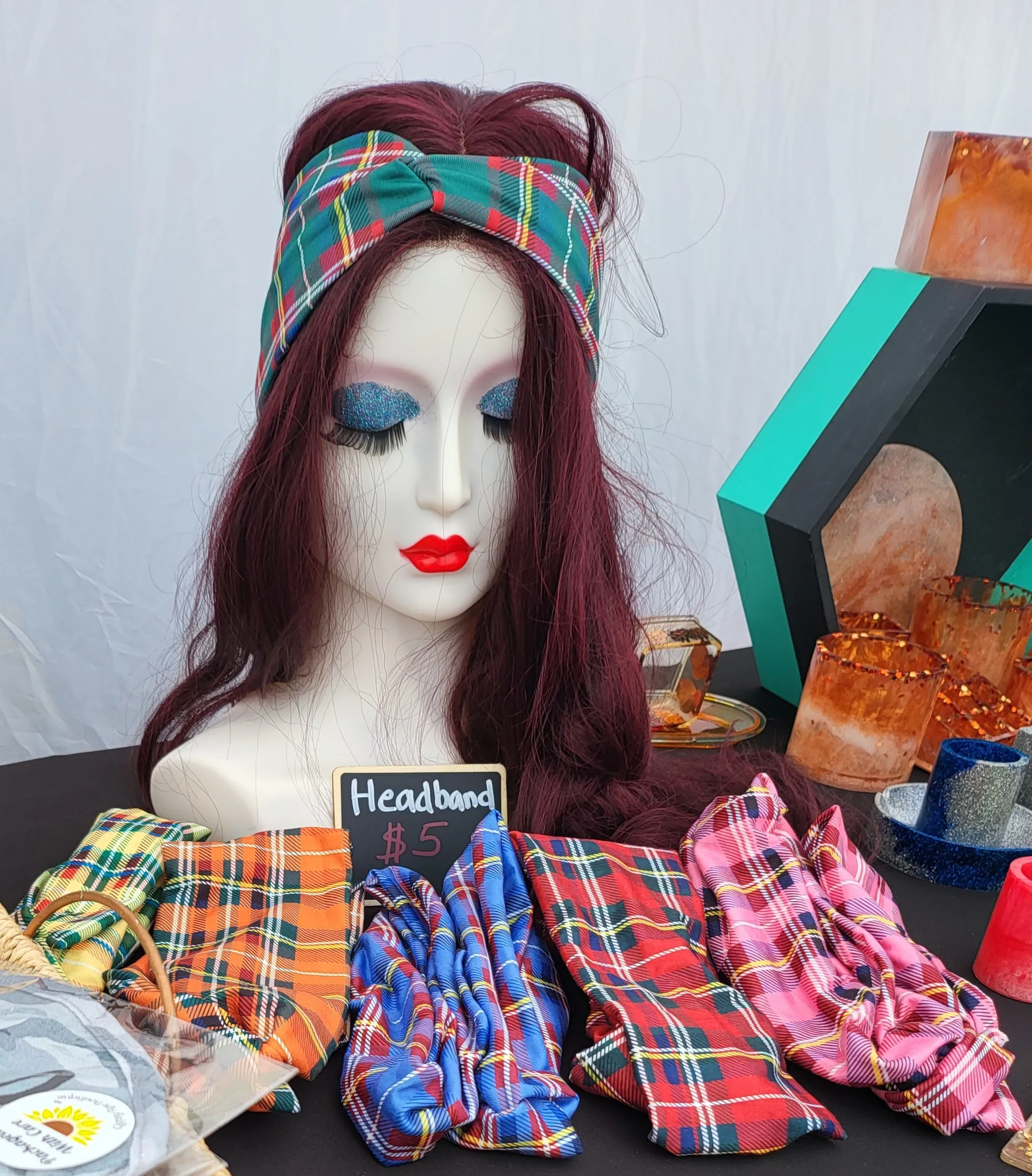 Multi Color Plaid Headbands