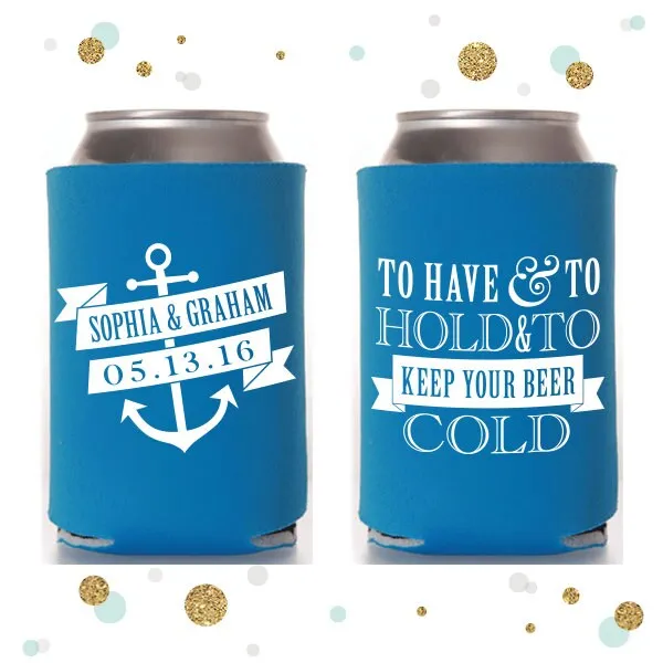 Nautical Wedding - Wedding Can Cooler #4R