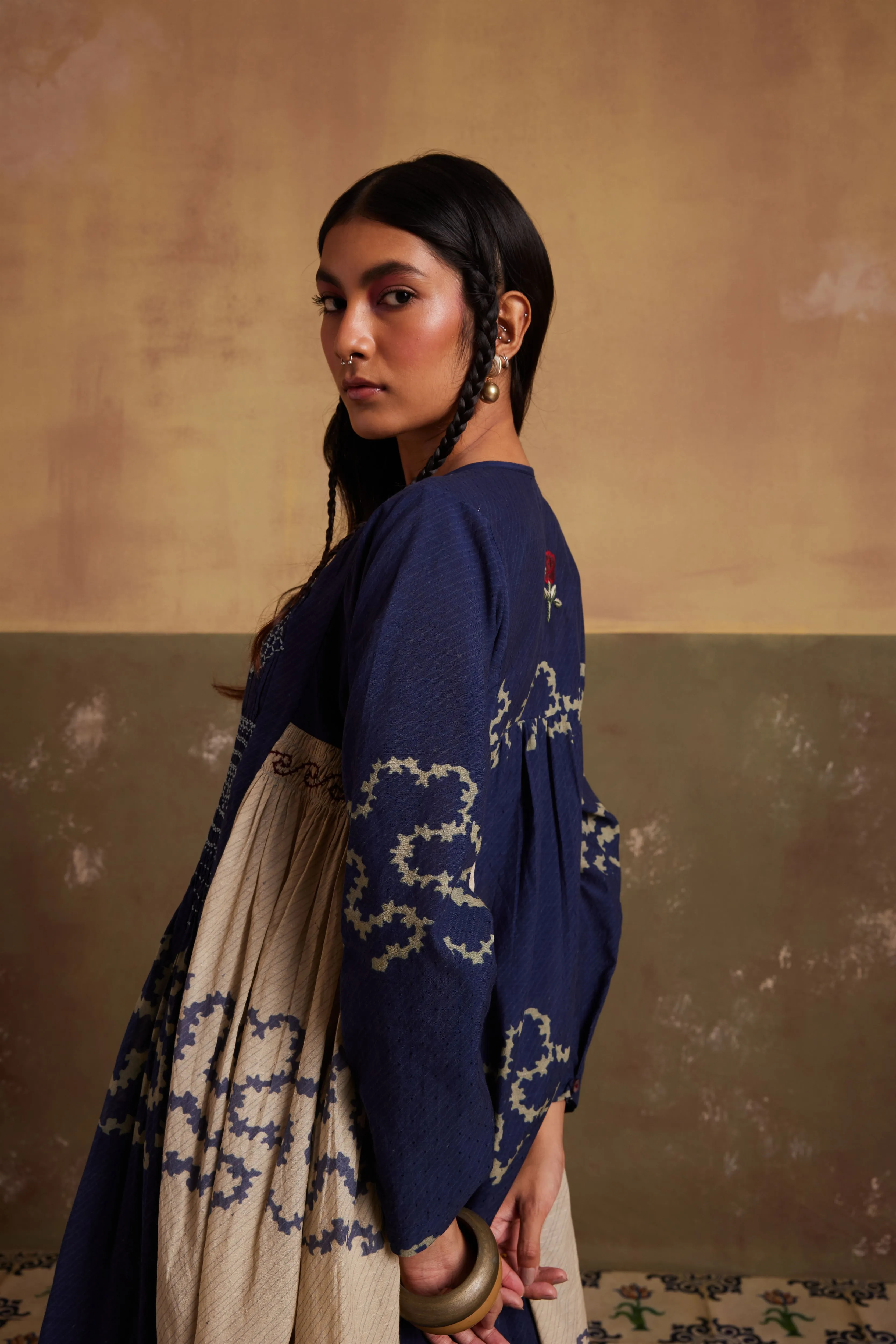 New Season Summer Fall 24-Dress Skirt Frida Co-Ord Set Cotton Indigo Ivory Spiral-SS24-FST-IVS-Fashion Edit Cord Studio