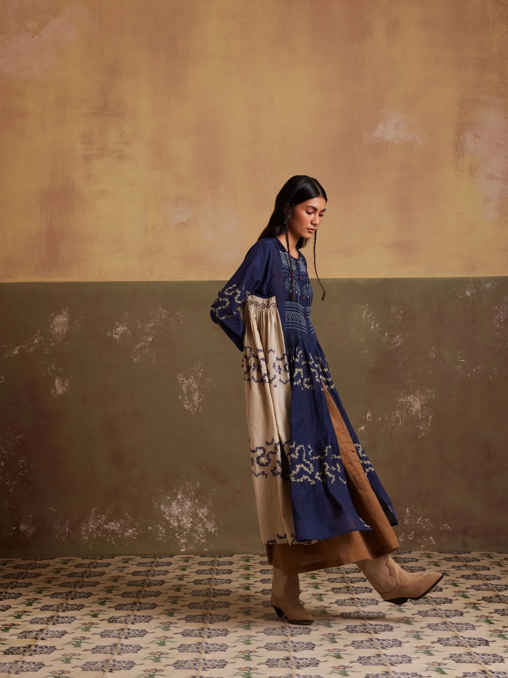 New Season Summer Fall 24-Dress Skirt Frida Co-Ord Set Cotton Indigo Ivory Spiral-SS24-FST-IVS-Fashion Edit Cord Studio
