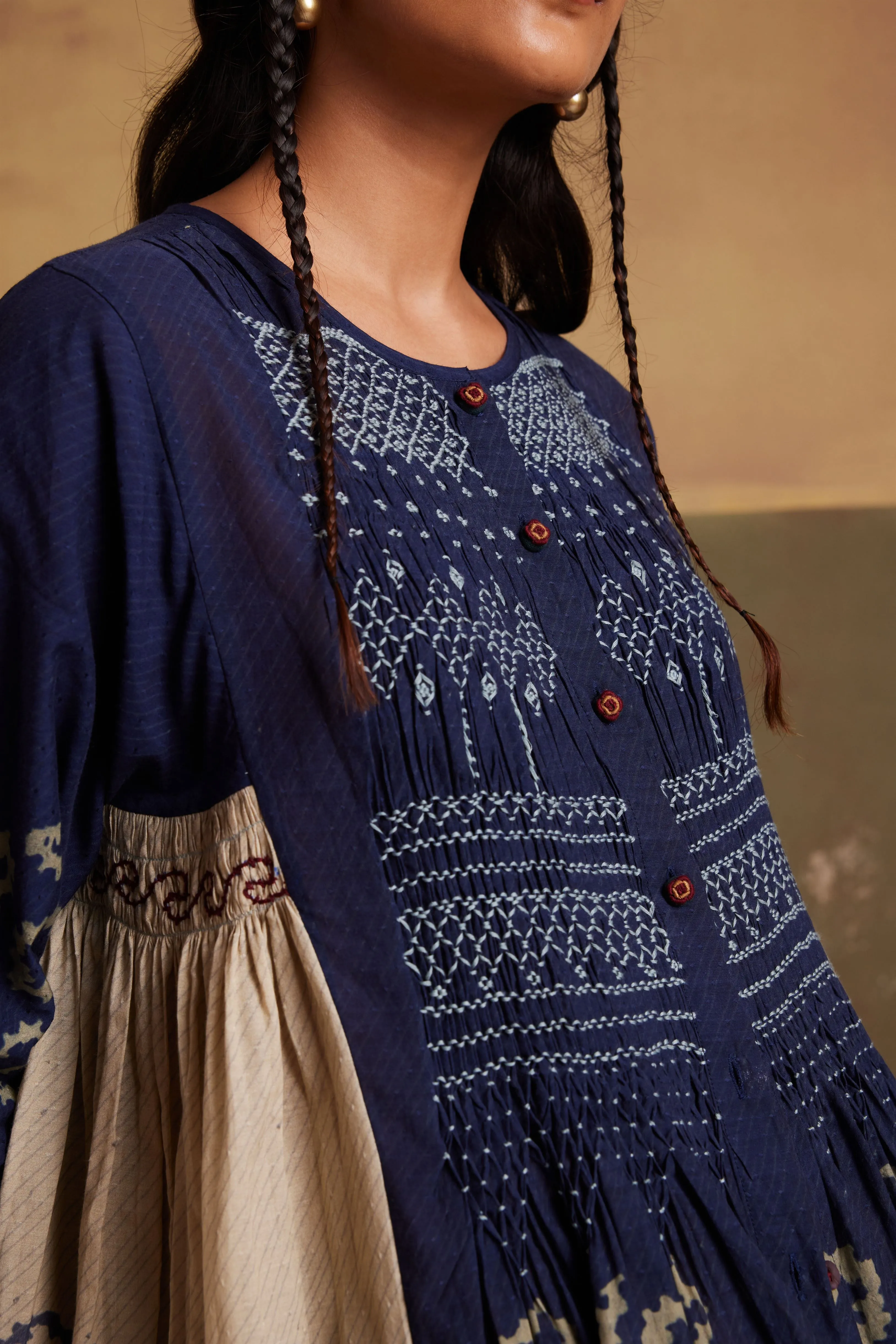 New Season Summer Fall 24-Dress Skirt Frida Co-Ord Set Cotton Indigo Ivory Spiral-SS24-FST-IVS-Fashion Edit Cord Studio