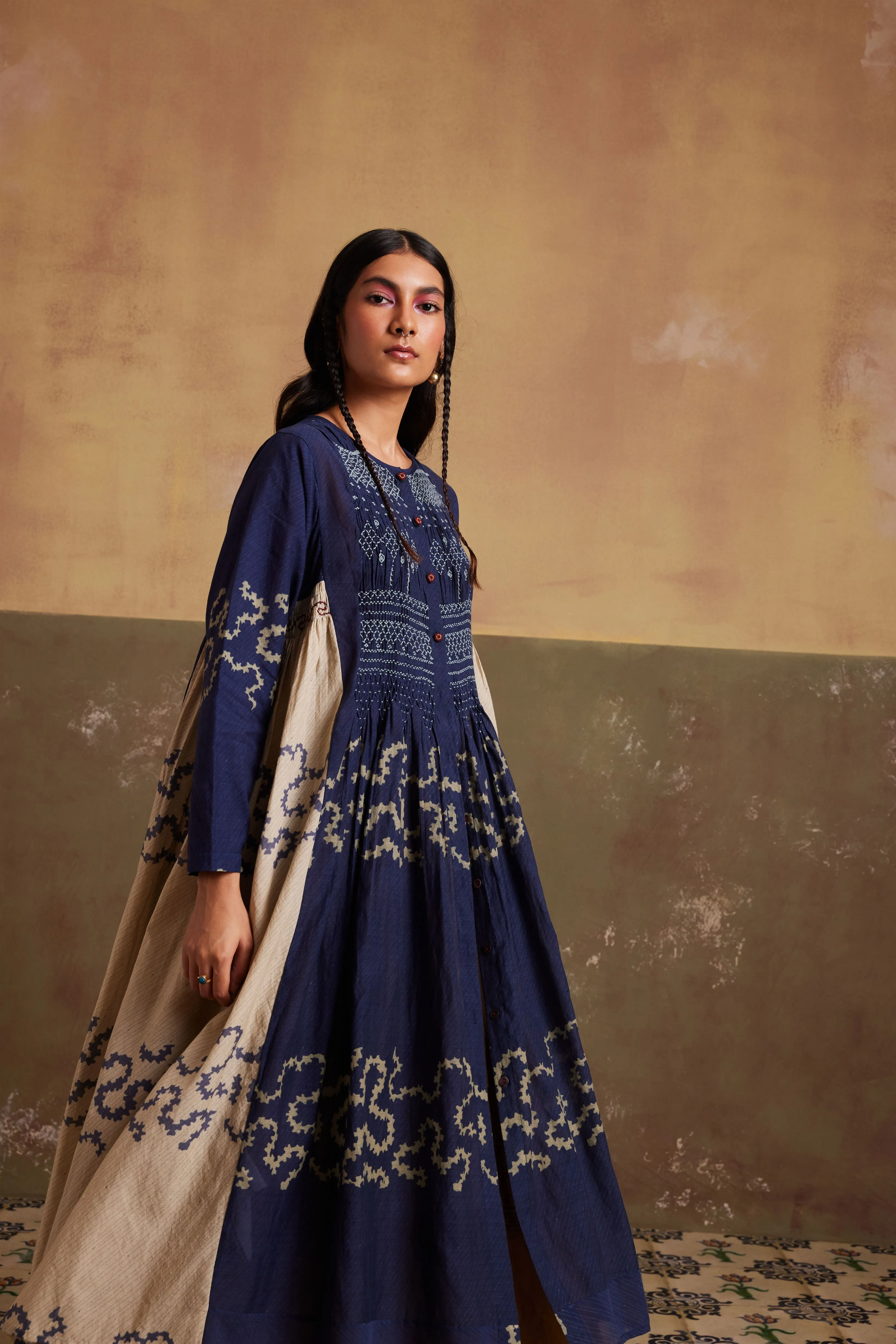New Season Summer Fall 24-Dress Skirt Frida Co-Ord Set Cotton Indigo Ivory Spiral-SS24-FST-IVS-Fashion Edit Cord Studio