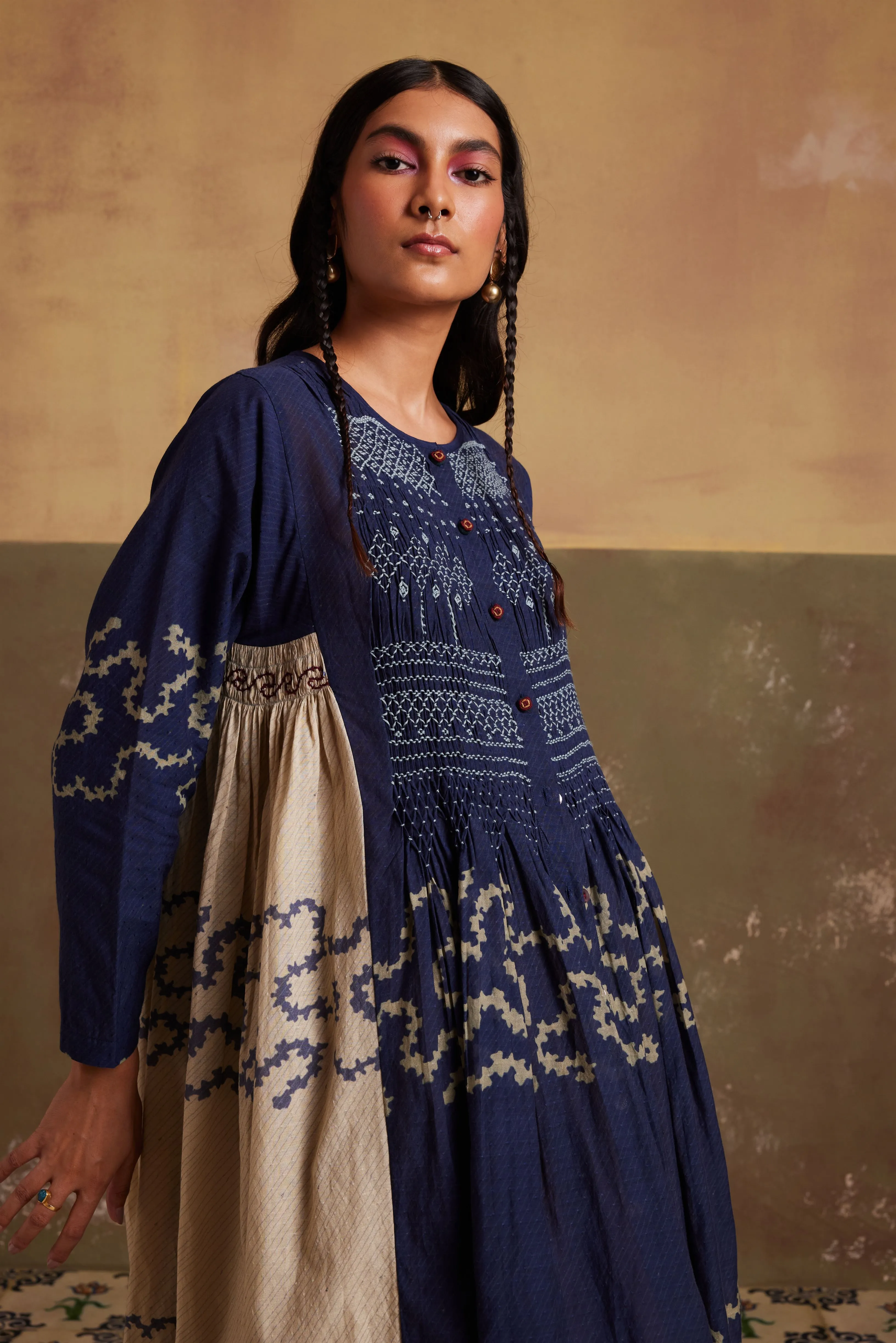 New Season Summer Fall 24-Dress Skirt Frida Co-Ord Set Cotton Indigo Ivory Spiral-SS24-FST-IVS-Fashion Edit Cord Studio