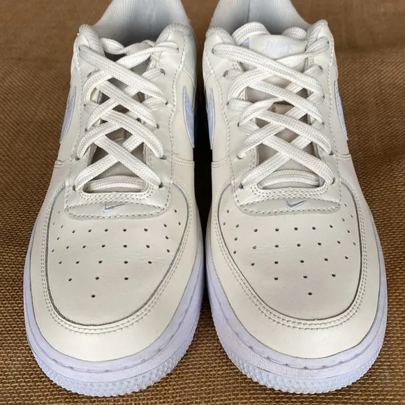 Nike Air Force 1 GS Ivory Blue Lace Up Sneakers