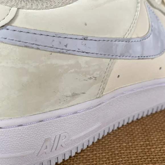 Nike Air Force 1 GS Ivory Blue Lace Up Sneakers