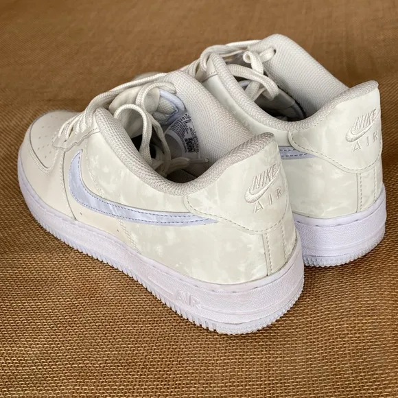 Nike Air Force 1 GS Ivory Blue Lace Up Sneakers