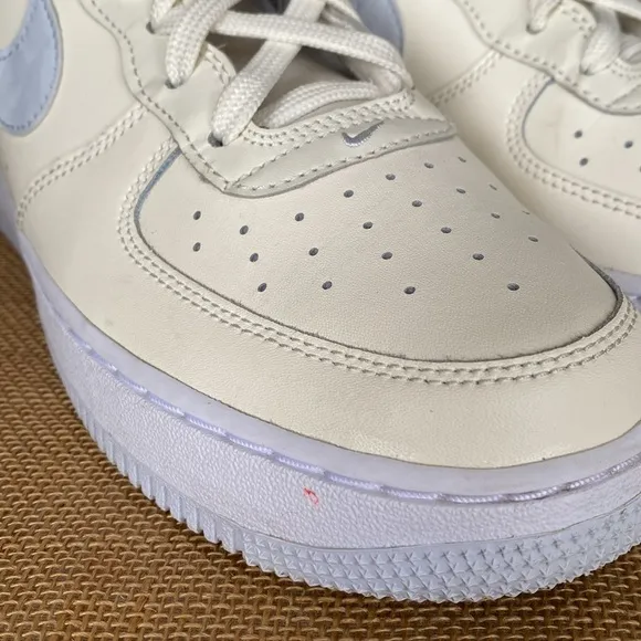Nike Air Force 1 GS Ivory Blue Lace Up Sneakers