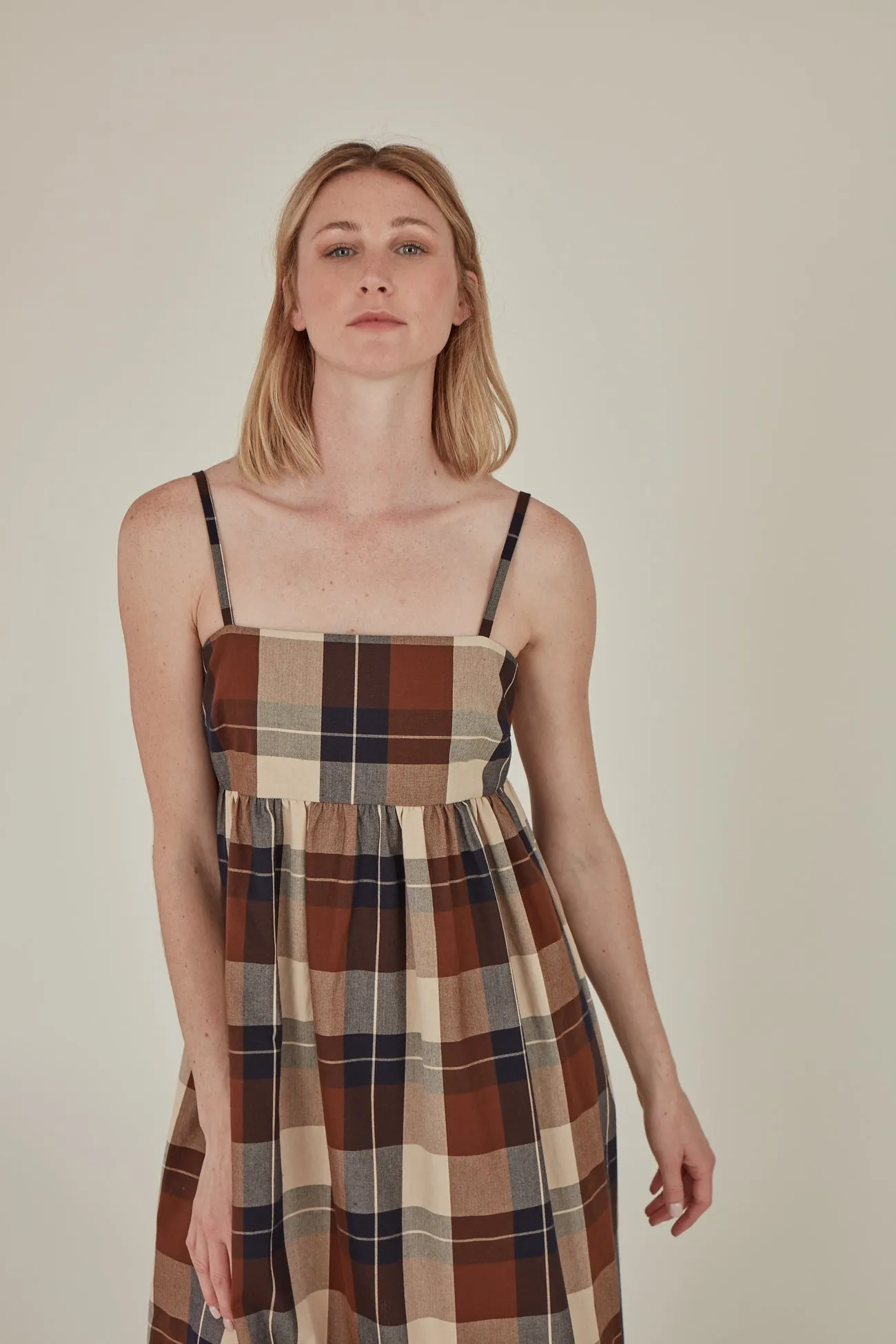 Note to Self / Tartan Plaid Tank Dress • Brown
