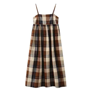 Note to Self / Tartan Plaid Tank Dress • Brown