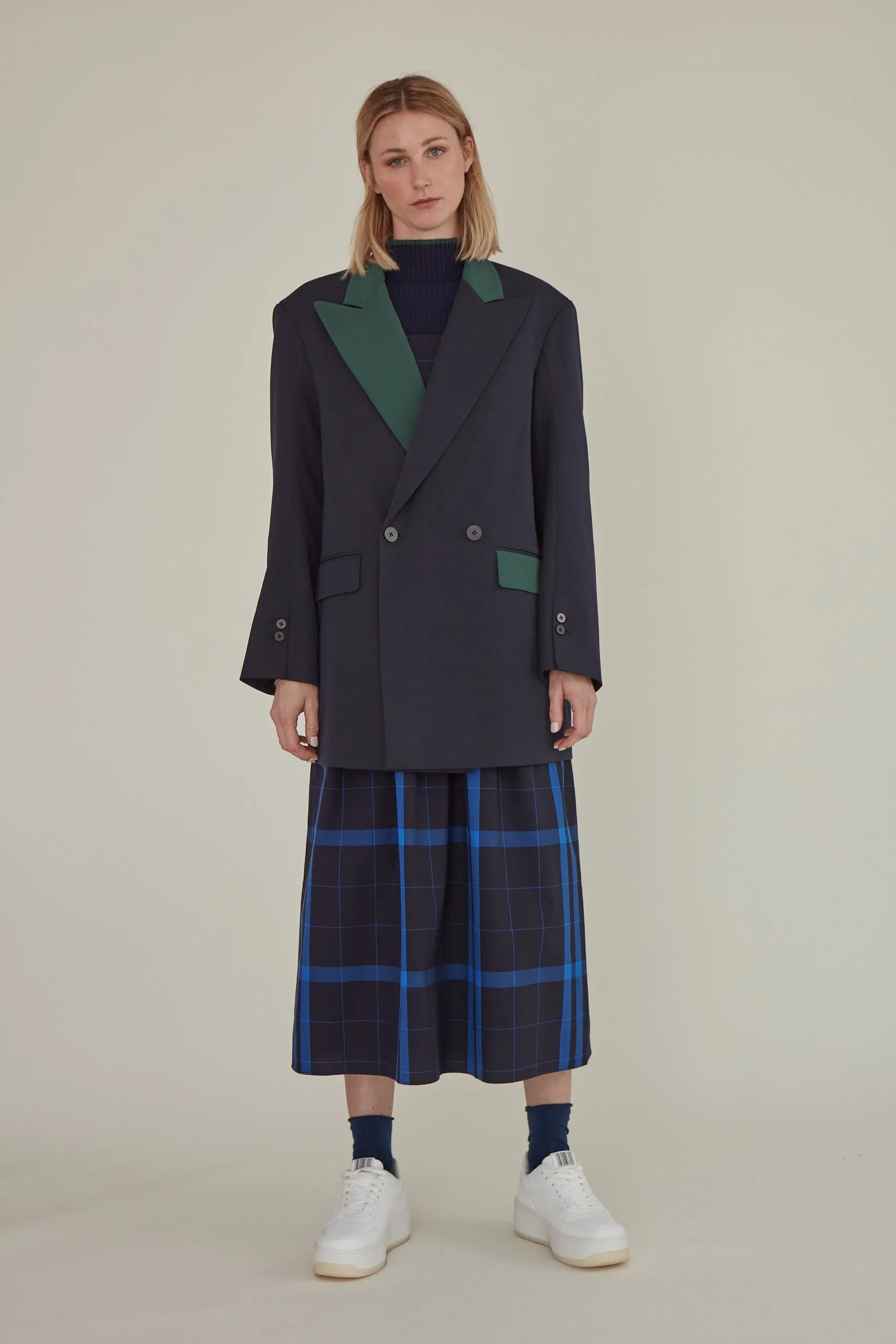 Note to Self / Tartan Plaid Tank Dress • Navy