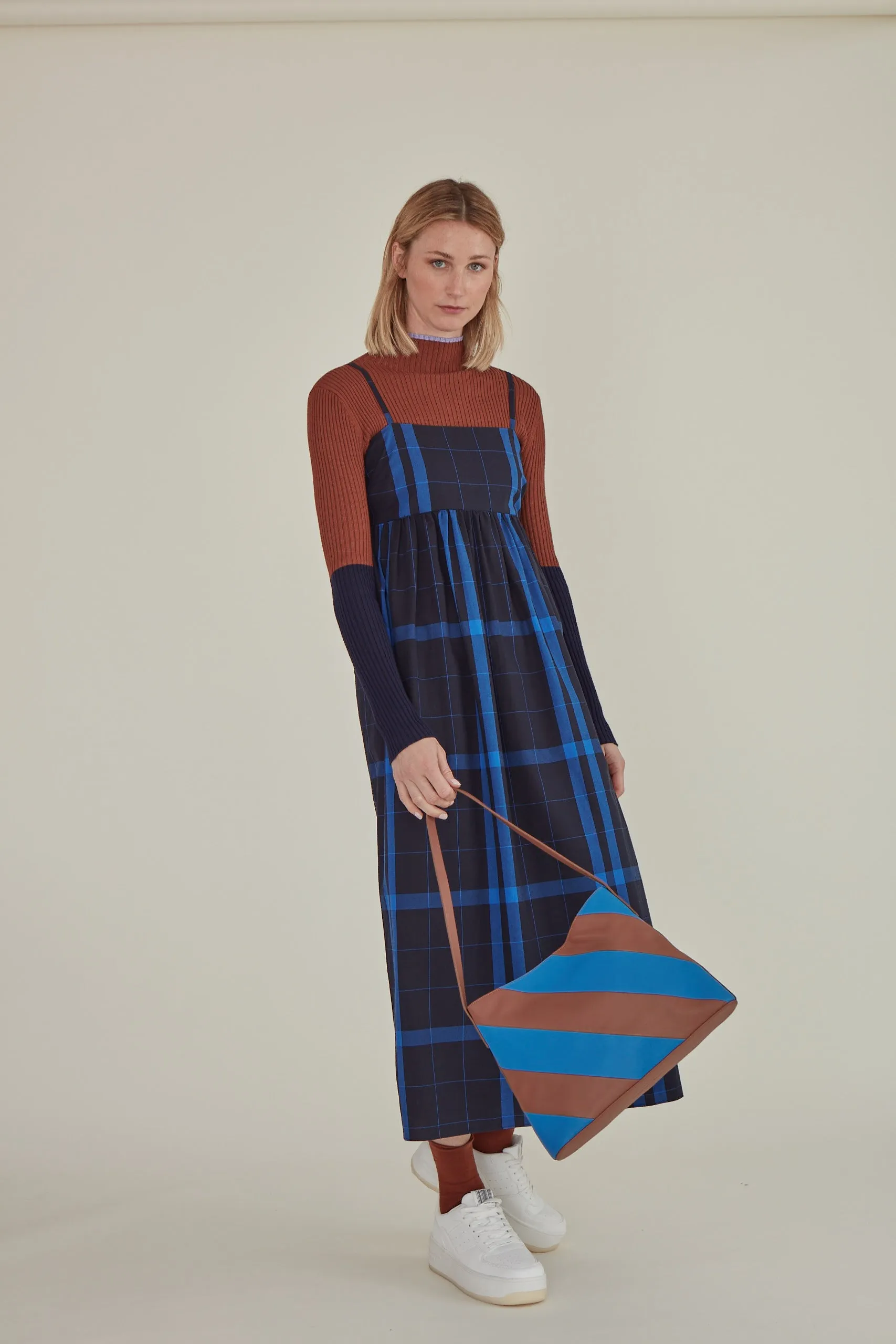 Note to Self / Tartan Plaid Tank Dress • Navy