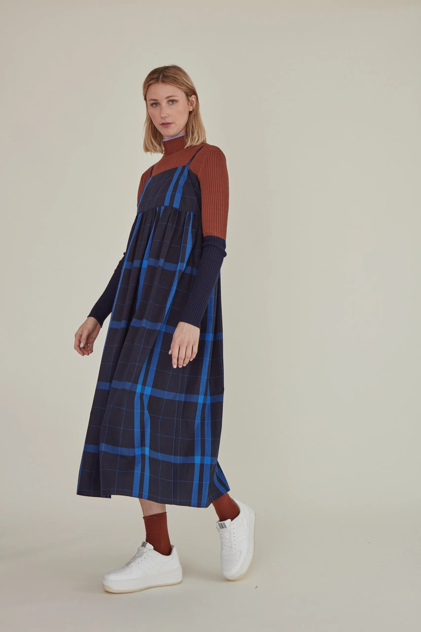 Note to Self / Tartan Plaid Tank Dress • Navy