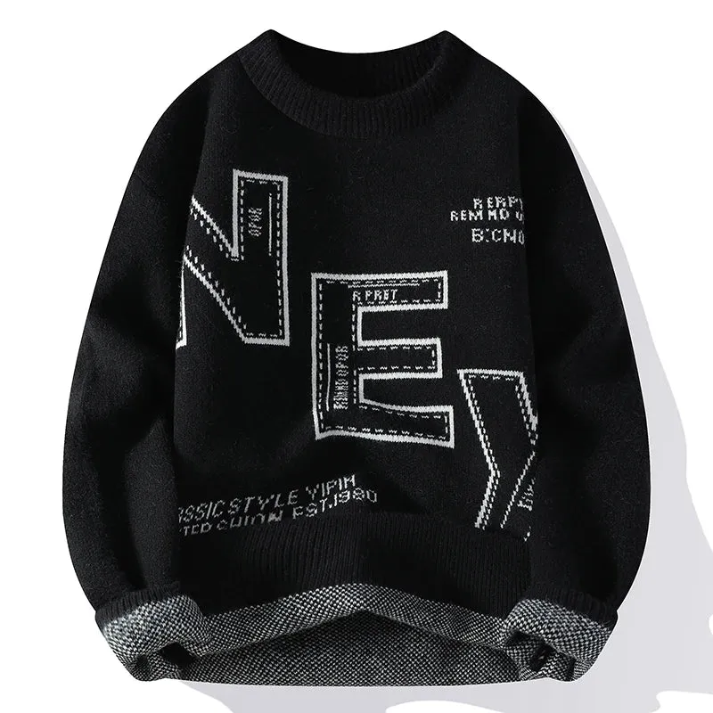 Obsidian Phoenix Luxury Cashmere Sweater - High-End Thick Warm Korean Style Men’s Pullover Knitwear