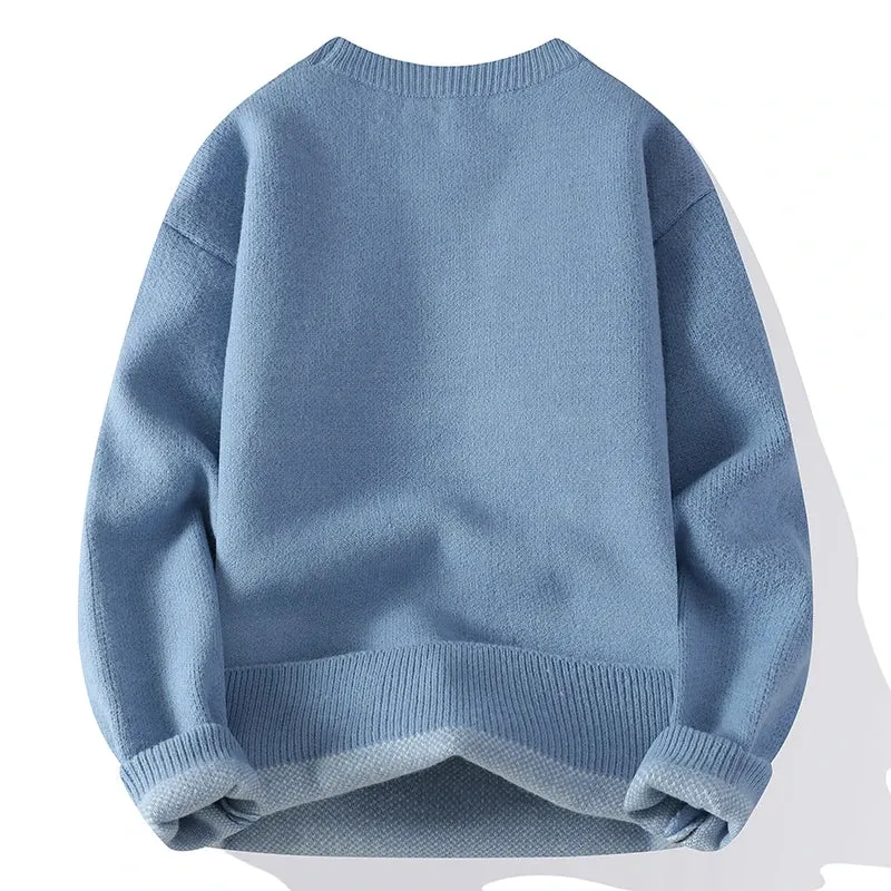 Obsidian Phoenix Luxury Cashmere Sweater - High-End Thick Warm Korean Style Men’s Pullover Knitwear