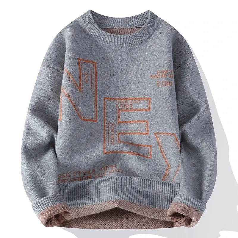 Obsidian Phoenix Luxury Cashmere Sweater - High-End Thick Warm Korean Style Men’s Pullover Knitwear