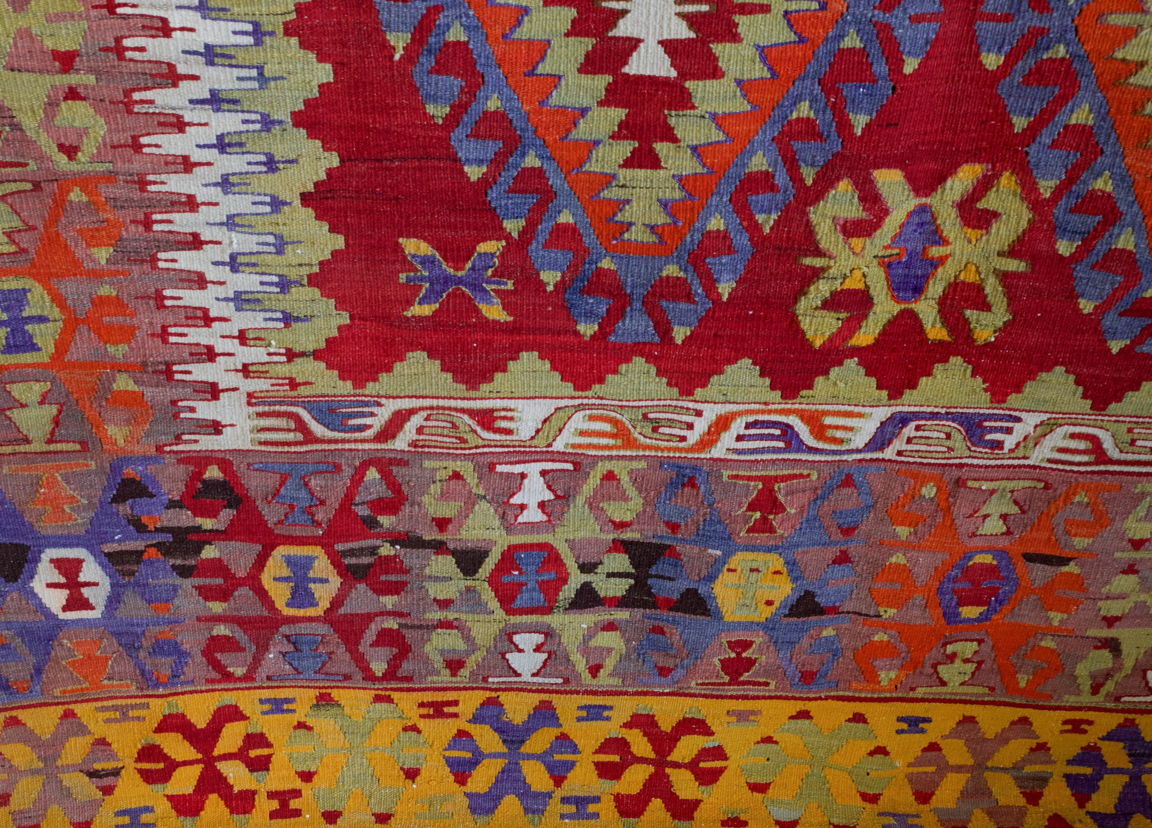 Old Turkish Denizli Kilim Rug