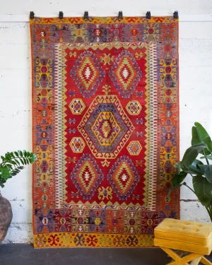 Old Turkish Denizli Kilim Rug