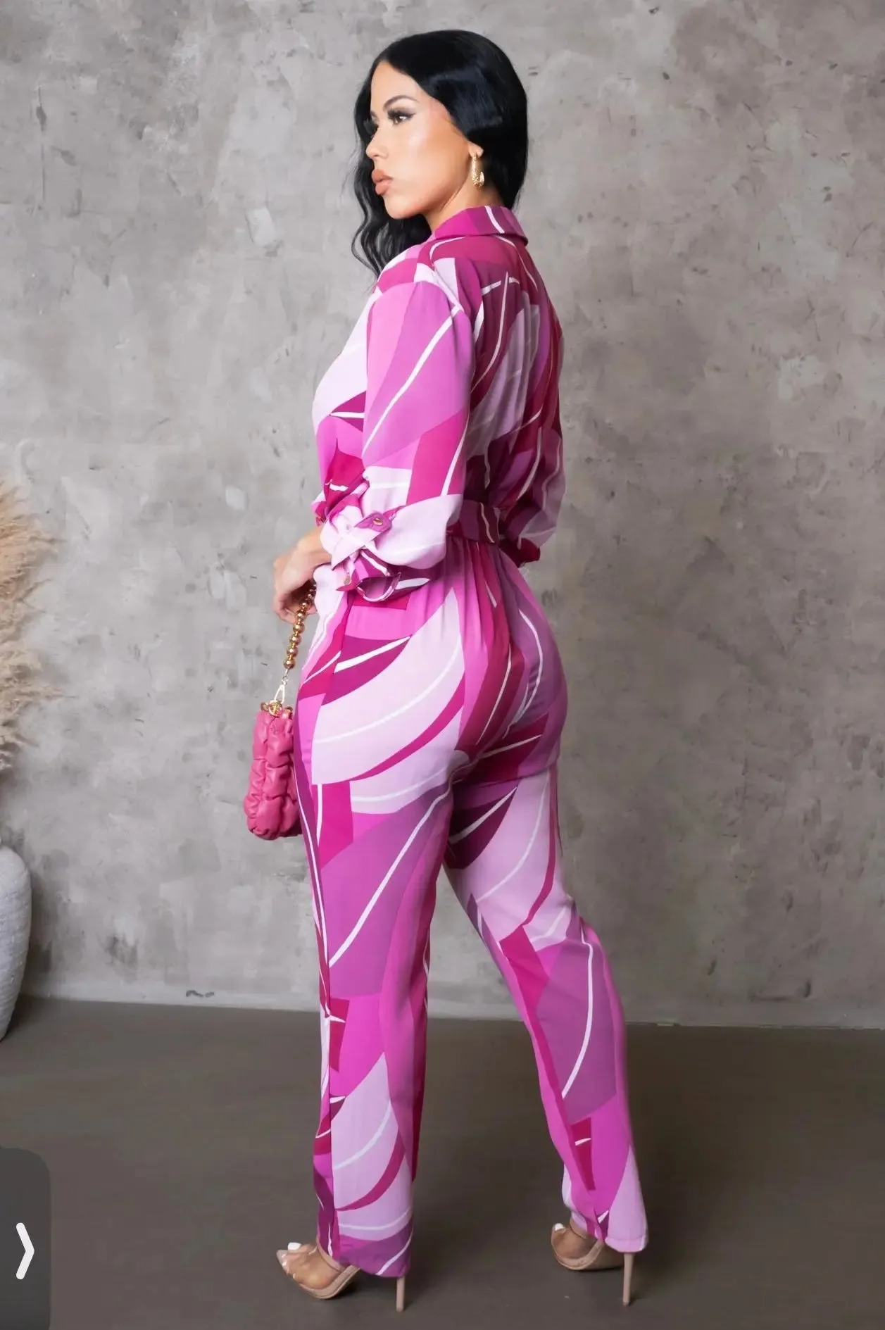 Pink Collared Jumpsuit