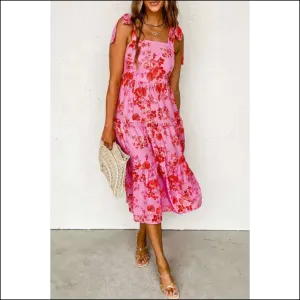 Pink Floral Midi: Shoulder Straps that Tie... Cute! 🌸 Needful Things