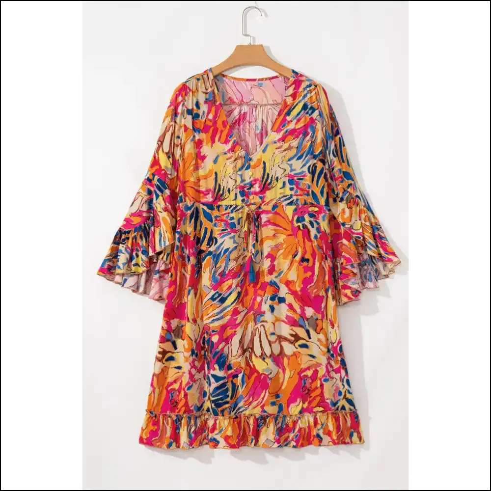 Pink Tropical Print Dress: Flared  & Ready to Ruffle Some Feathers! 🦩 Needful Things