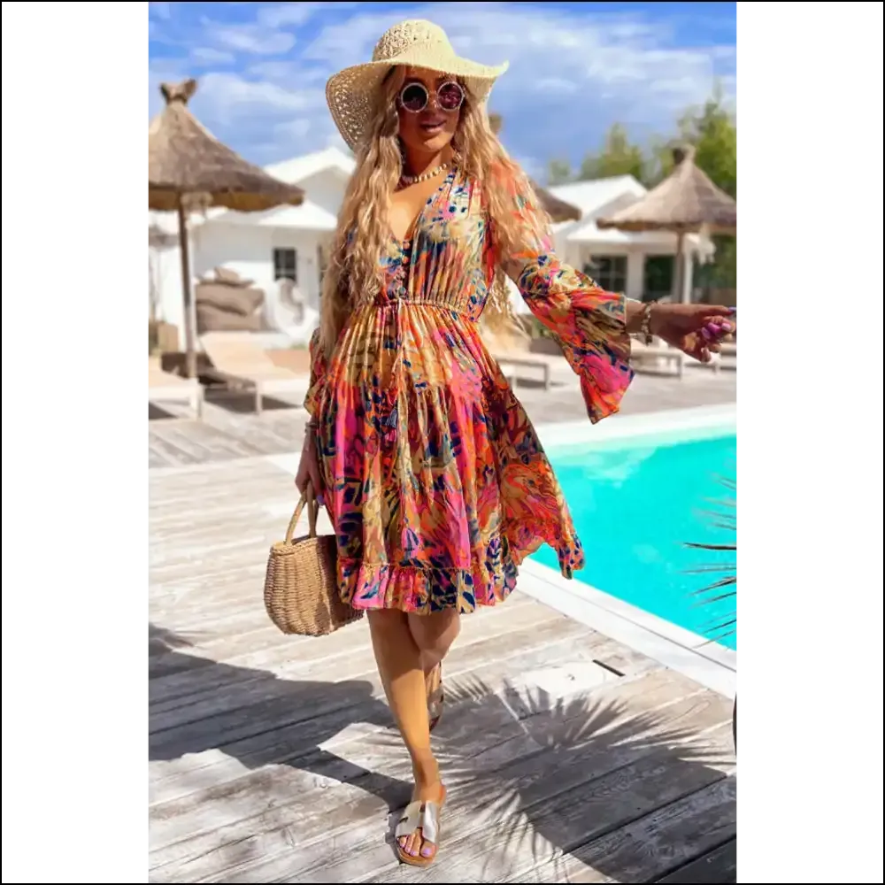 Pink Tropical Print Dress: Flared  & Ready to Ruffle Some Feathers! 🦩 Needful Things