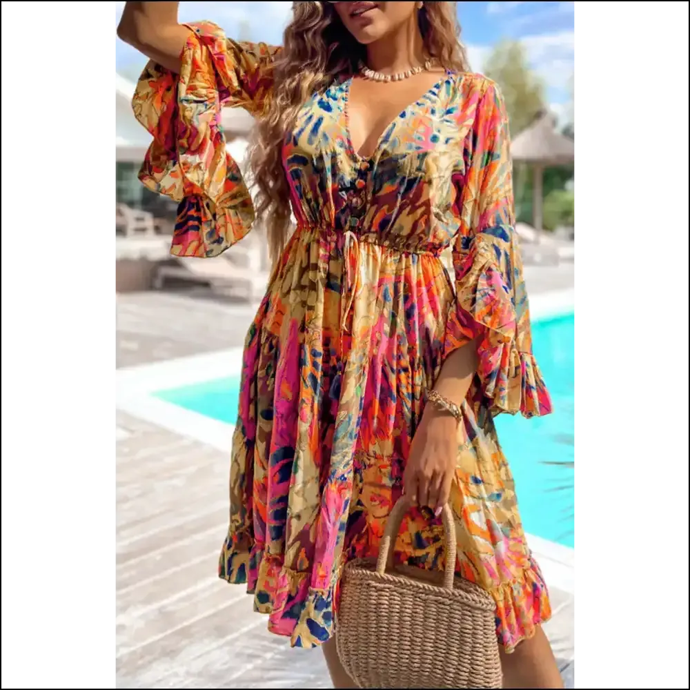 Pink Tropical Print Dress: Flared  & Ready to Ruffle Some Feathers! 🦩 Needful Things