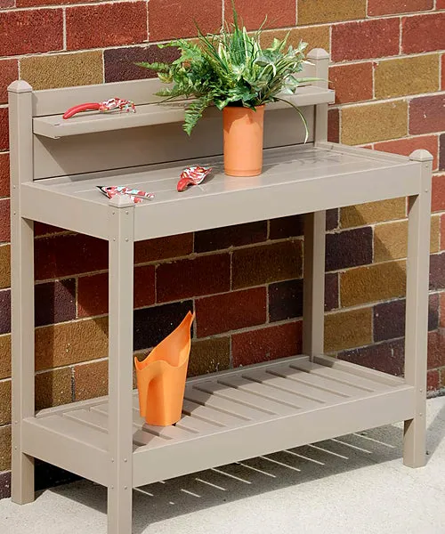 Potting Bench with 3 Shelves - Mocha