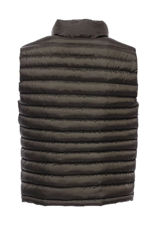 Quilted Zippered Khaki Men Down Vest - Wessi