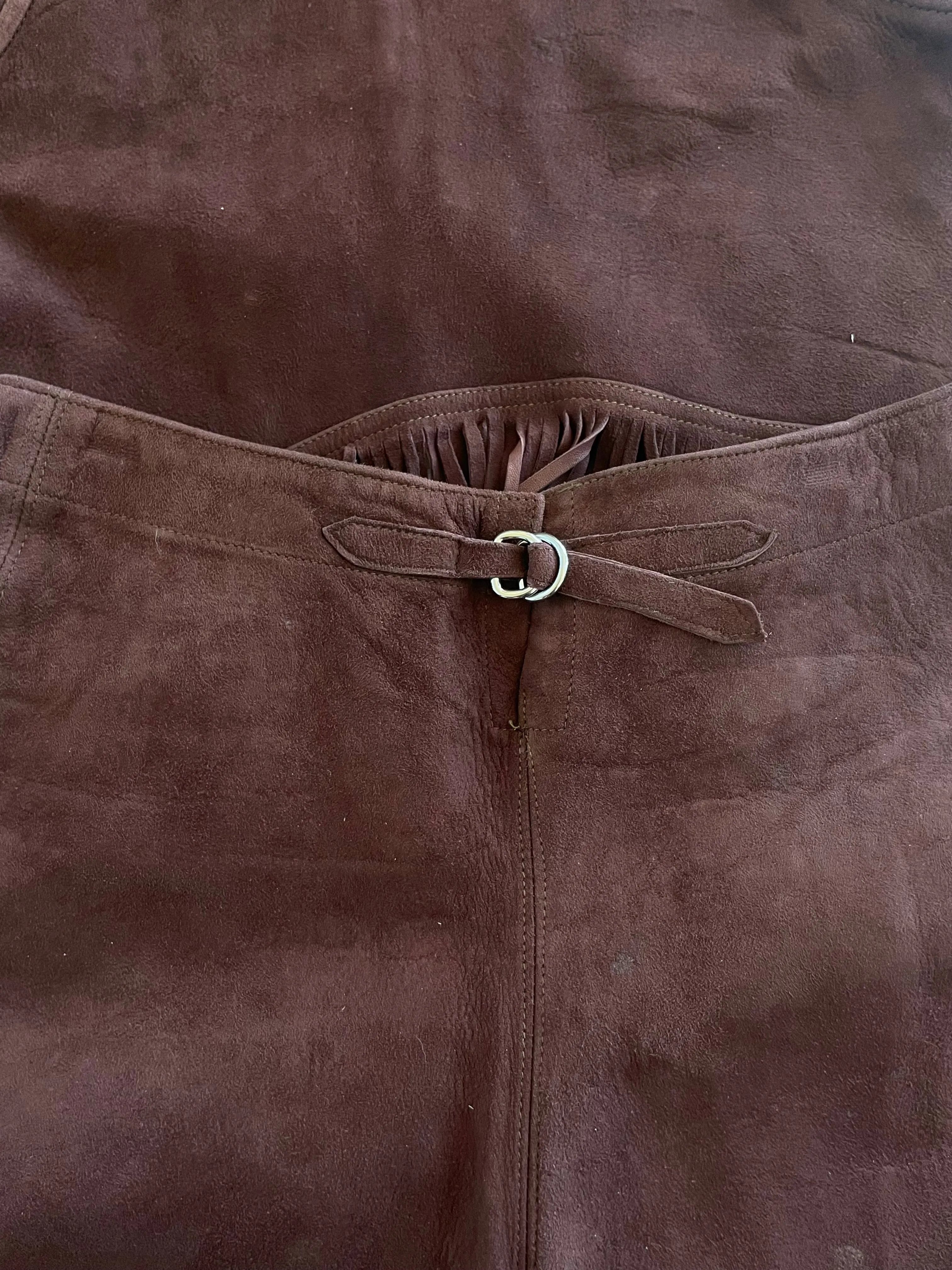 Rare 1940s Cinch Back 'Lasso'em Bill' Suede Fringe Cowgirl Split Skirt Vest Ensemble