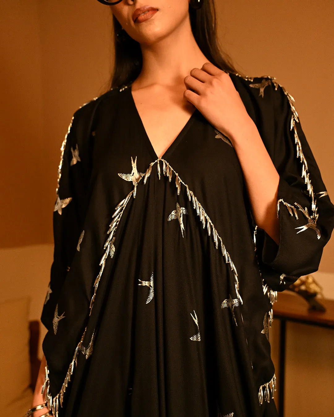 Silver Bird Foil kaftan
