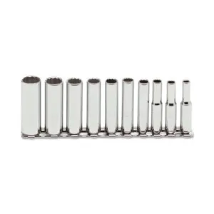 Stanley?? Products Torqueplus 10 Piece Deep Socket Sets, 1/4 in, 12 Point, 47100