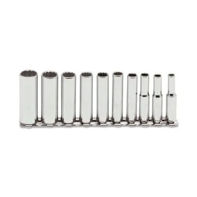 Stanley?? Products Torqueplus 10 Piece Deep Socket Sets, 1/4 in, 12 Point, 47100