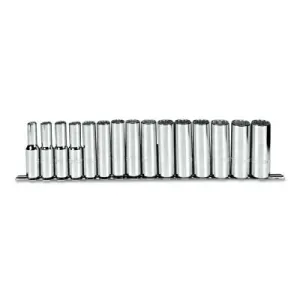 Stanley® Products Torqueplus 15 Piece Metric Deep Socket Sets, 1/2 in, 12 Point, 54207